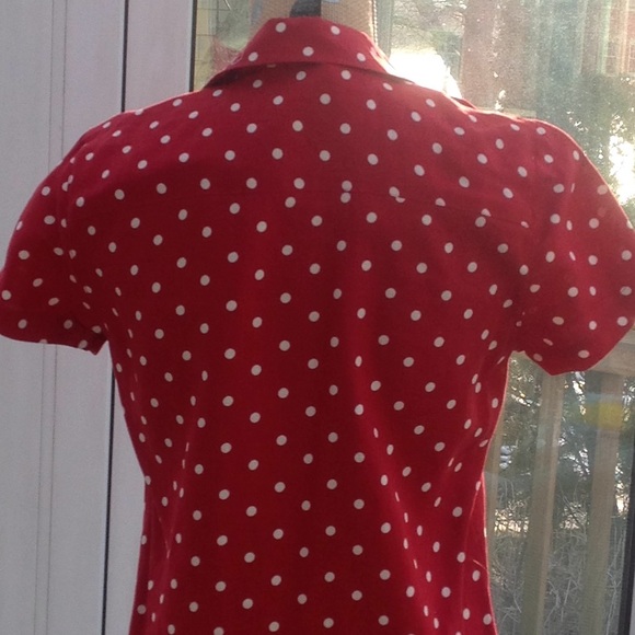 Ralph Lauren Linen Red and white polka dot blouse - Picture 4 of 7